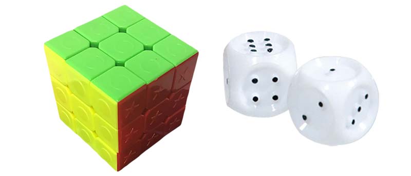 Jeux accessible Rubik's Cube en relief : Lot de 2 dés à jouer tactiles et relief