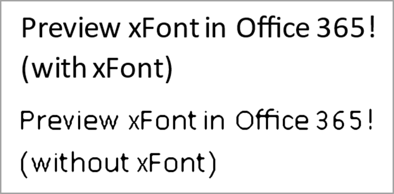 Un exemple de texte avec et sans xFont