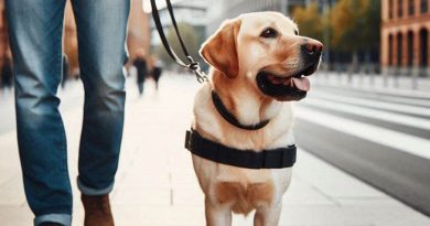 Chien guide avec son maître aveugle