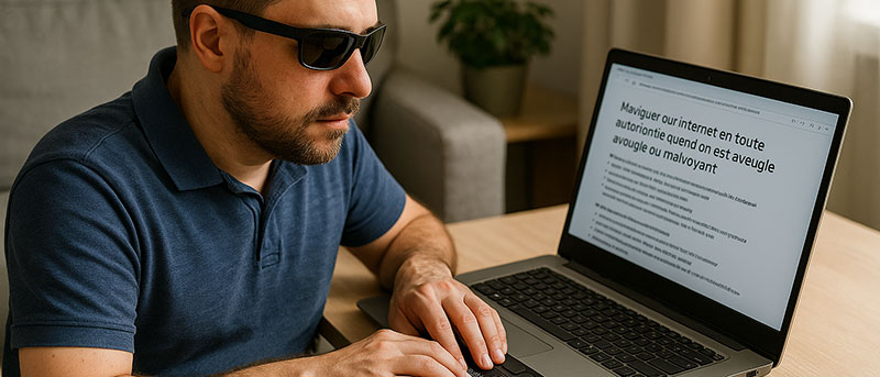 Naviguer sur Internet en toute autonomie quand on est aveugle ou malvoyant - Image générée par IA