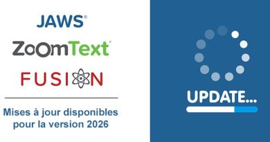 Mise à jour Vispero JAWS, ZoomText, Fusion 2026